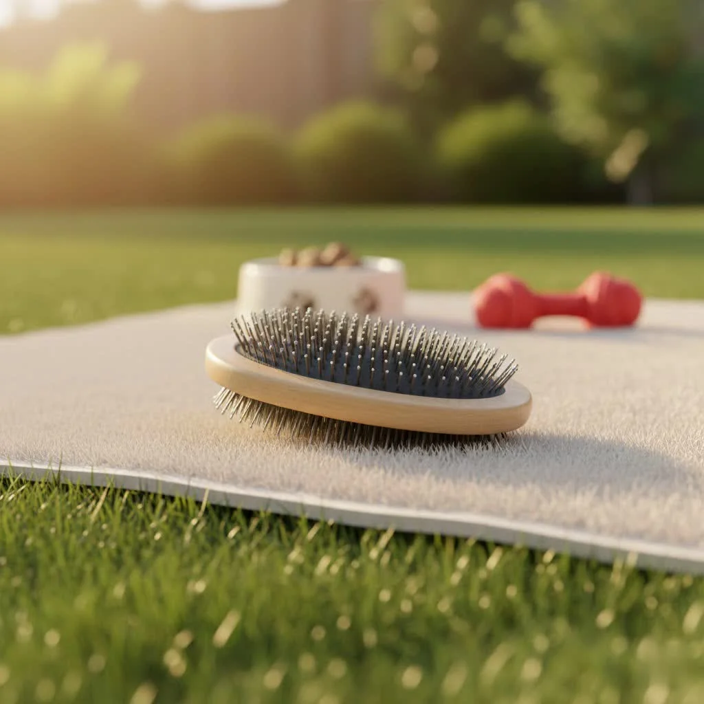 Close-up of a soft bristle hair brush with natural boar bristles